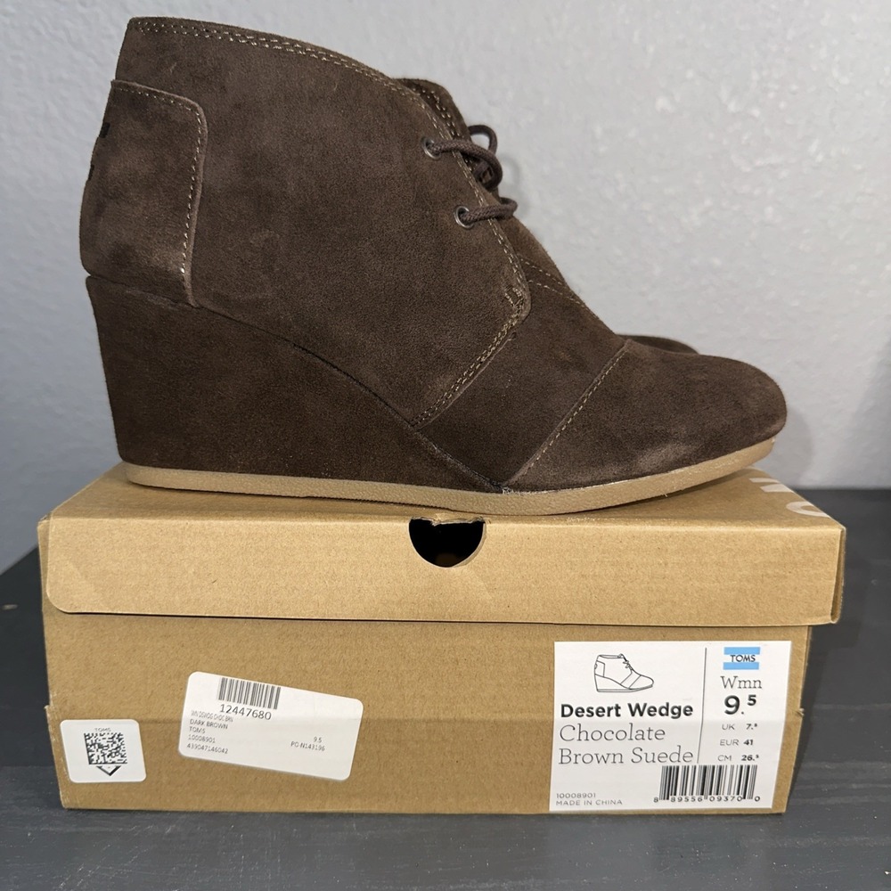 Toms Desert Wedge Womens Sz 9.5 Brown‎ Classic Walking Outdoor Suede Ankle Boots
